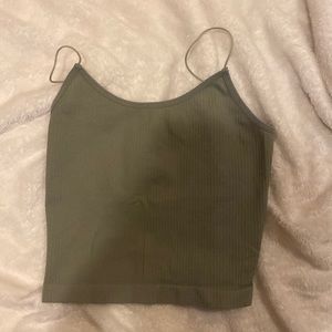 Green spaghetti strap crop top